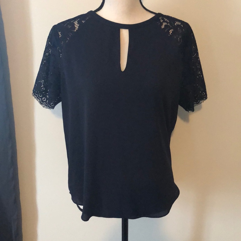Ann Taylor Lace Cap Sleeve Blouse - Medium